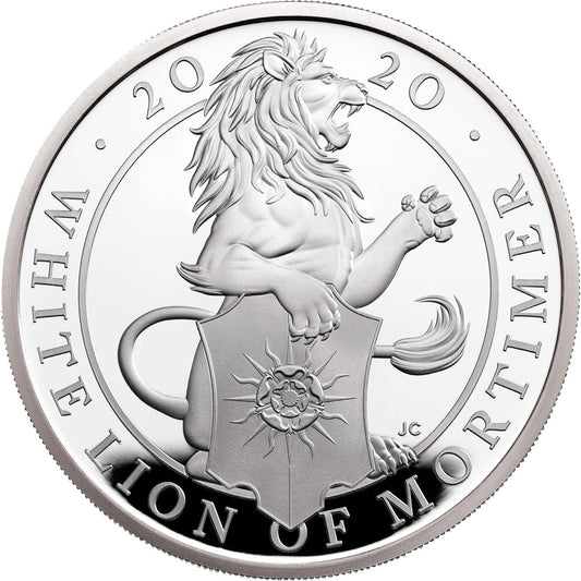 UK 2020 £2 The Queen's Beasts The White Lion of Mortimer 1oz Silver Proof Coin