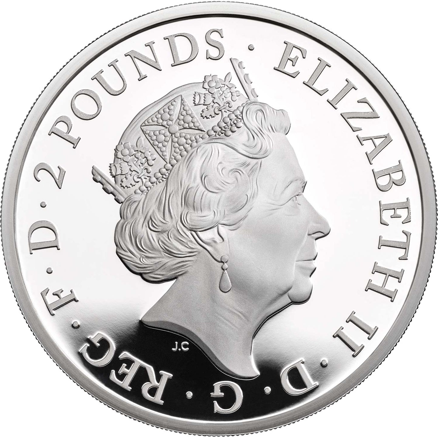 UK 2020 £2 The Queen's Beasts The White Lion of Mortimer 1oz Silver Proof Coin