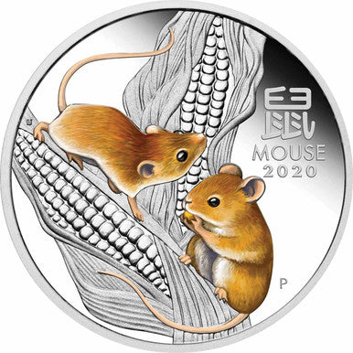 2020 $1 Lunar Year of The Mouse 1oz Silver Coloured Proof Coin