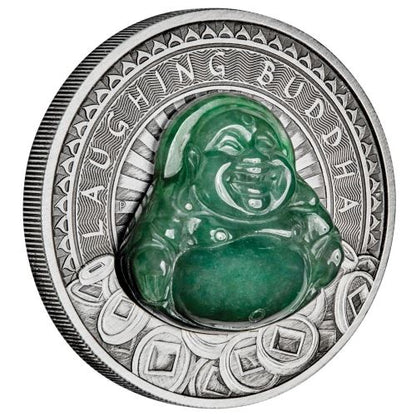 Tuvalu 2019 $1 Laughing Buddha 1oz Silver Antiqued Coin