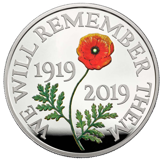 UK 2019 £5 The Remembrance Day Silver Coloured Proof Coin