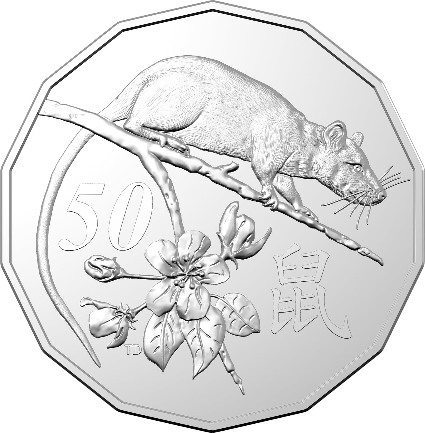 2020 50c Tetra Decagon Year of The Rat Uncirculated Coin