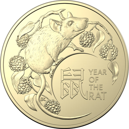 2020 $1 Year of The Rat Uncirculated 2 Coin Set