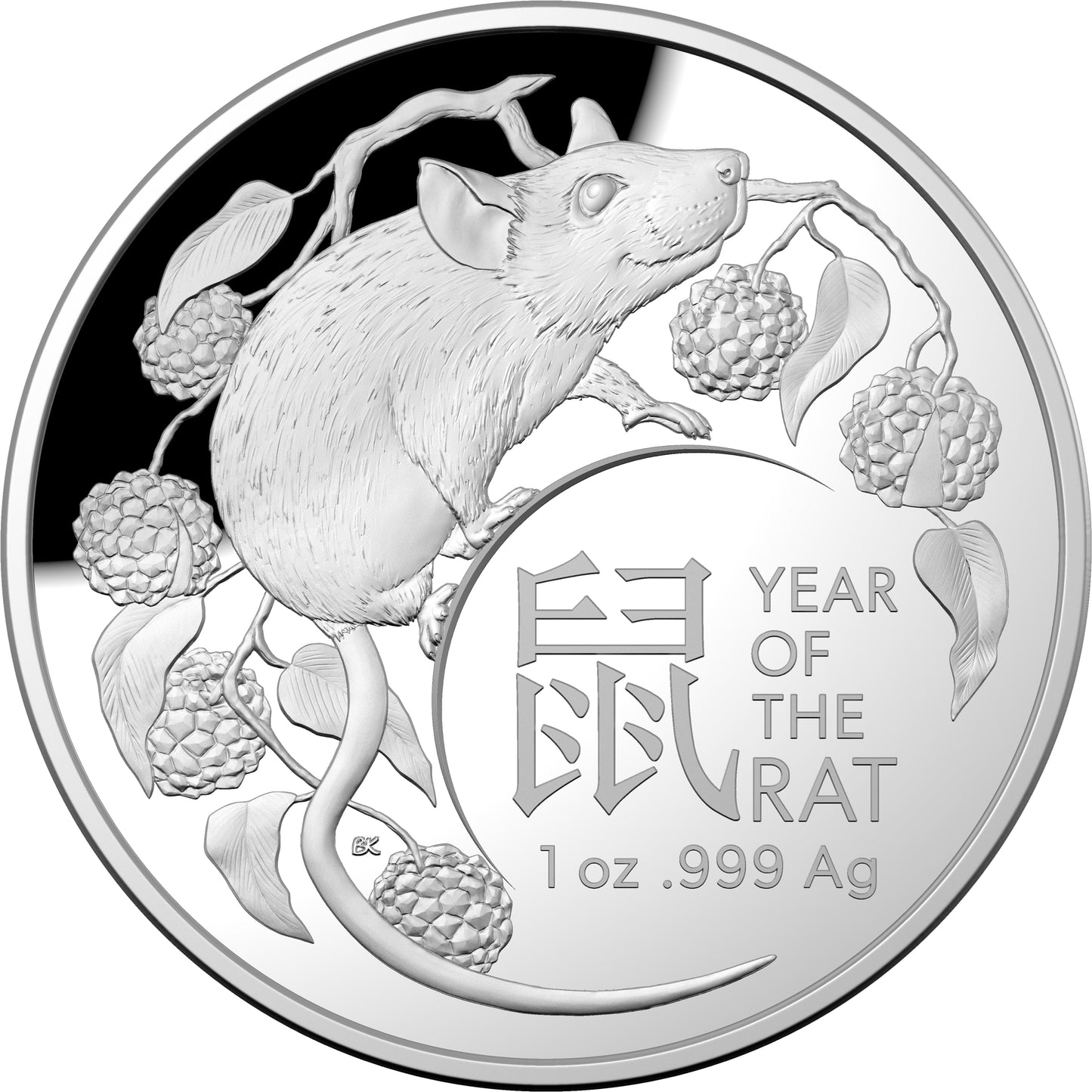 2020 $5 Year of The Rat 1oz Silver Proof Domed Coin