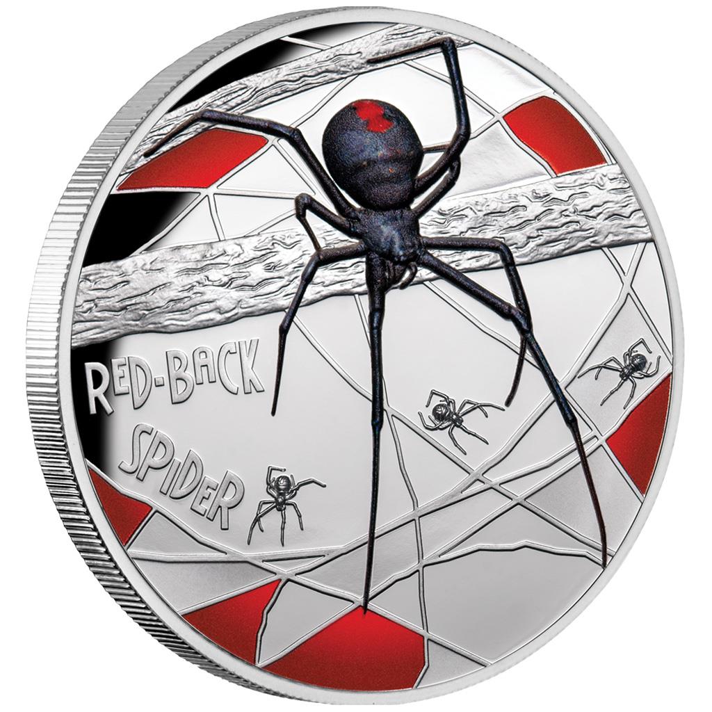 Niue 2020 $10 WMF Berlin Deadly and Dangerous Red Back Spider 5oz Silver Coloured Proof Coin