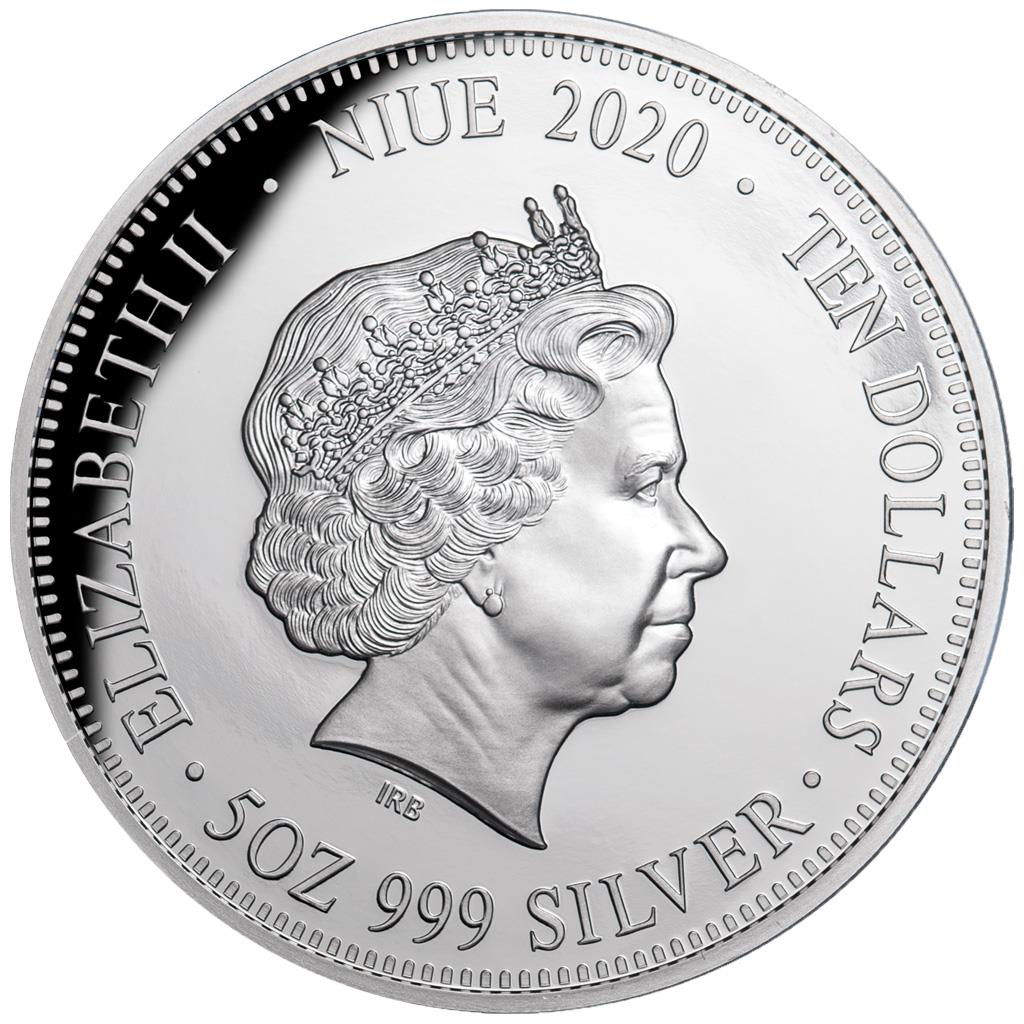 Niue 2020 $10 WMF Berlin Deadly and Dangerous Red Back Spider 5oz Silver Coloured Proof Coin