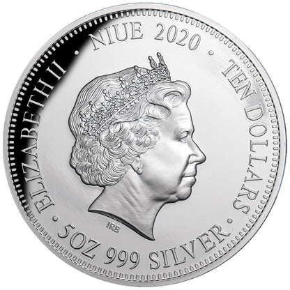 Niue 2020 $10 WMF Berlin Deadly and Dangerous Red Back Spider 5oz Silver Coloured Proof Coin