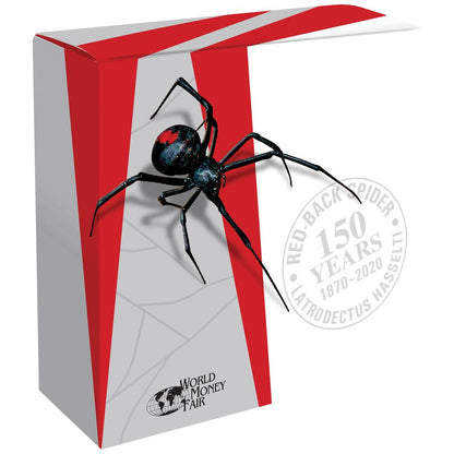 Niue 2020 $10 WMF Berlin Deadly and Dangerous Red Back Spider 5oz Silver Coloured Proof Coin