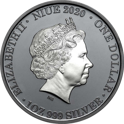 Niue 2020 $1 Australia at Night Echidna 1oz Silver Black Proof Coin