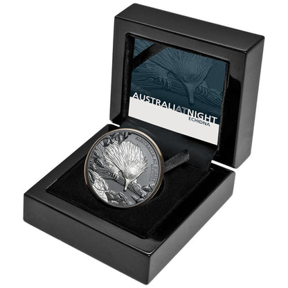 Niue 2020 $1 Australia at Night Echidna 1oz Silver Black Proof Coin