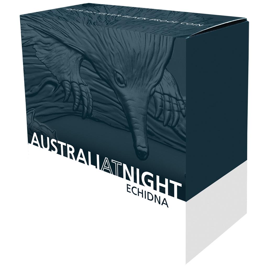 Niue 2020 $1 Australia at Night Echidna 1oz Silver Black Proof Coin