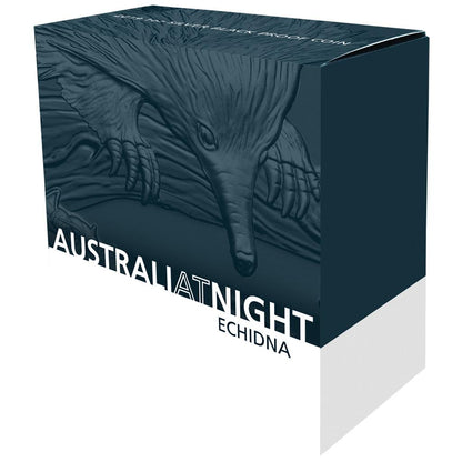Niue 2020 $1 Australia at Night Echidna 1oz Silver Black Proof Coin