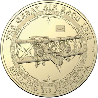 2019 $1 Centenary of First England to Australia Flight Vickers 'Vimy' G-EAOU PNC