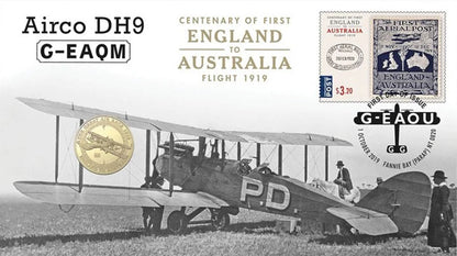 2019 $1 Centenary of First England to Australia Flight Airco DH9 G-EAQM PNC