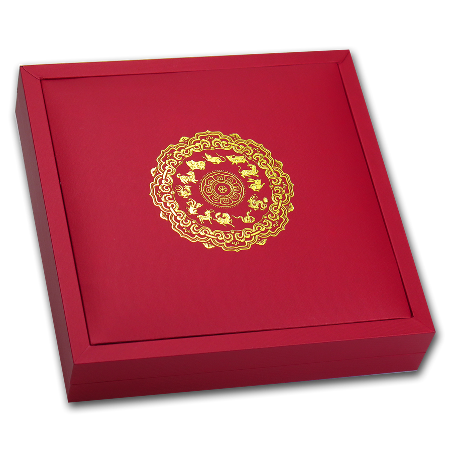 Laos 2020 2000 Kip Lunar Year of The Rat Selectively Gold Plated 2oz Silver Proof Jade Coin
