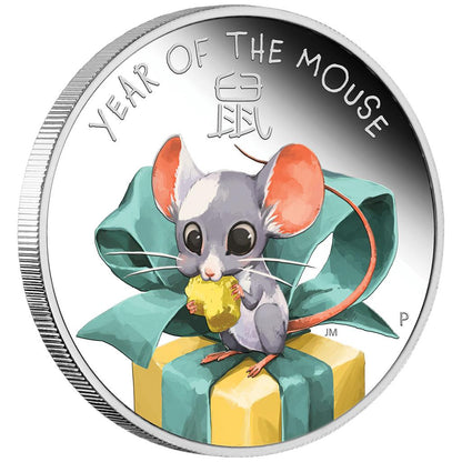 Tuvalu 2020 50c Lunar Baby Year of The Mouse 1/2oz Silver Coloured Proof Coin