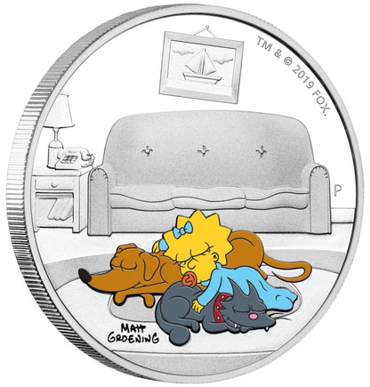 Tuvalu 2019 $1 The Simpsons Maggie 1oz Silver Coloured Proof Coin
