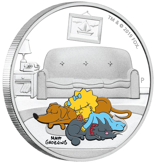 Tuvalu 2019 $1 The Simpsons Maggie 1oz Silver Coloured Proof Coin