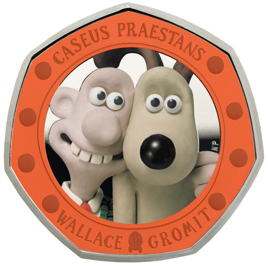 UK 2019 50p Wallace & Gromit Silver Coloured Proof Coin
