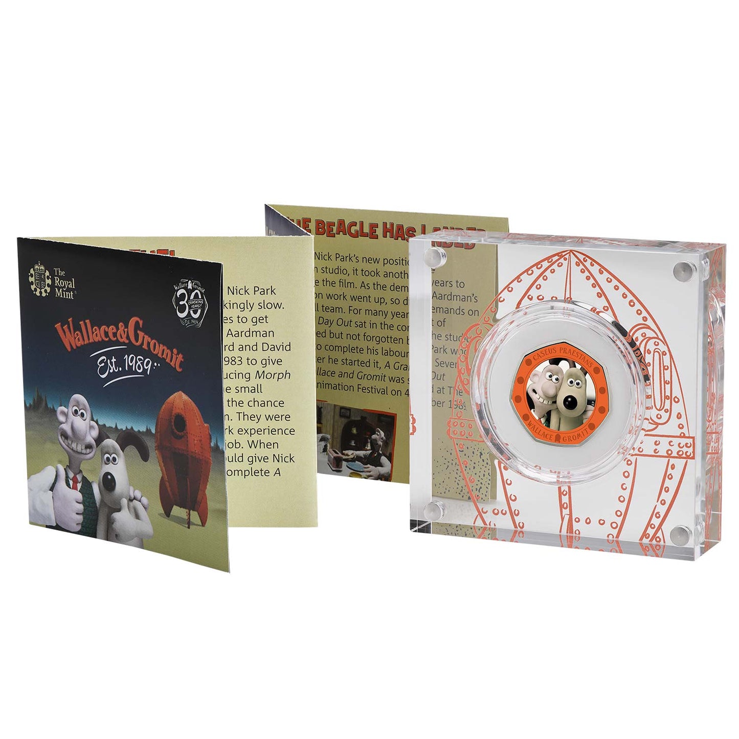 UK 2019 50p Wallace & Gromit Silver Coloured Proof Coin