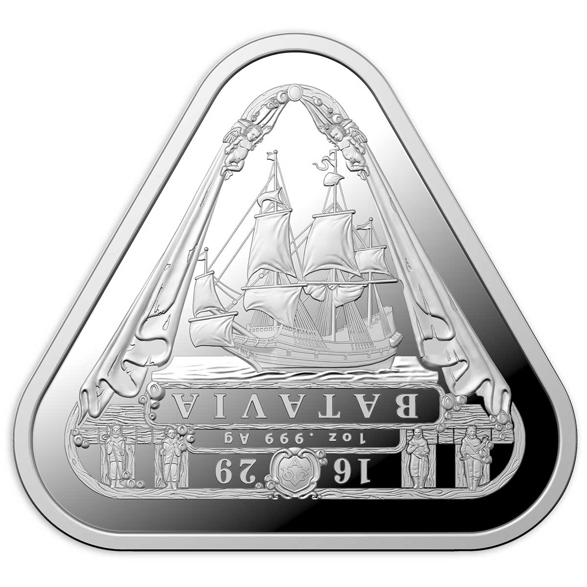 2019 $1 Australian Shipwreck Batavia 1oz Silver Triangular Shaped BU Coin