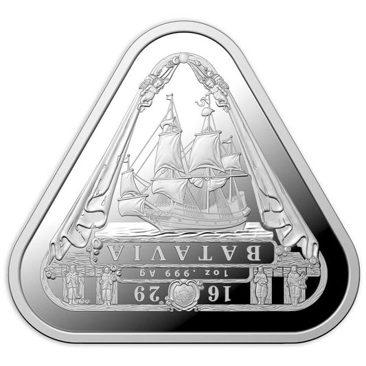2019 $1 Australian Shipwreck Batavia 1oz Silver Triangular Shaped BU Coin