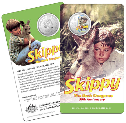 2020 50c Skippy The Bush Kangaroo 50th Anniversary Coloured Uncirculated Coin