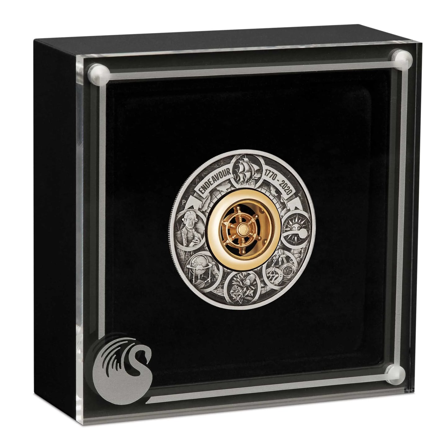 2020 $2 Voyage of Discovery Endeavour Rotating Helm 2oz Silver Antiqued Coin