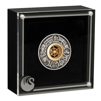 2020 $2 Voyage of Discovery Endeavour Rotating Helm 2oz Silver Antiqued Coin