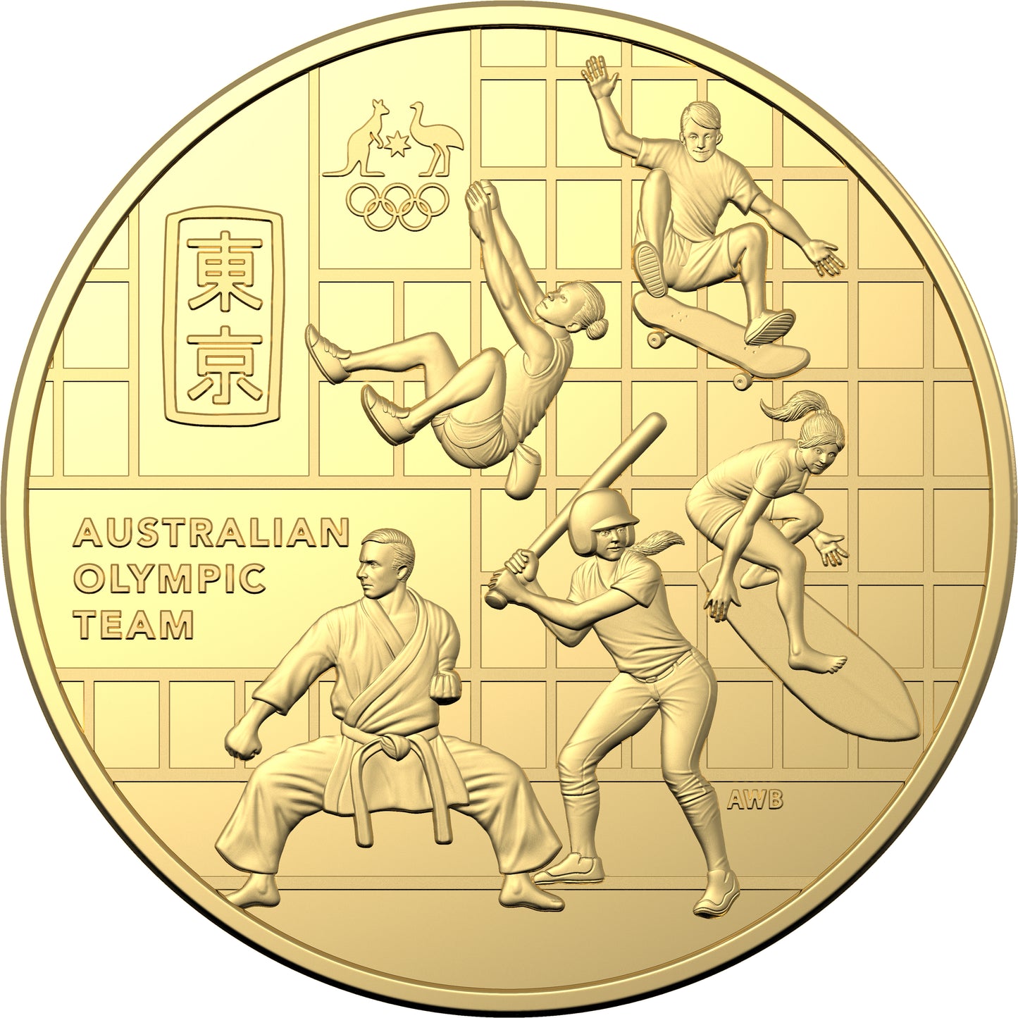 2020 50c Australian Olympic Team Gold Plated Uncirculated Coin