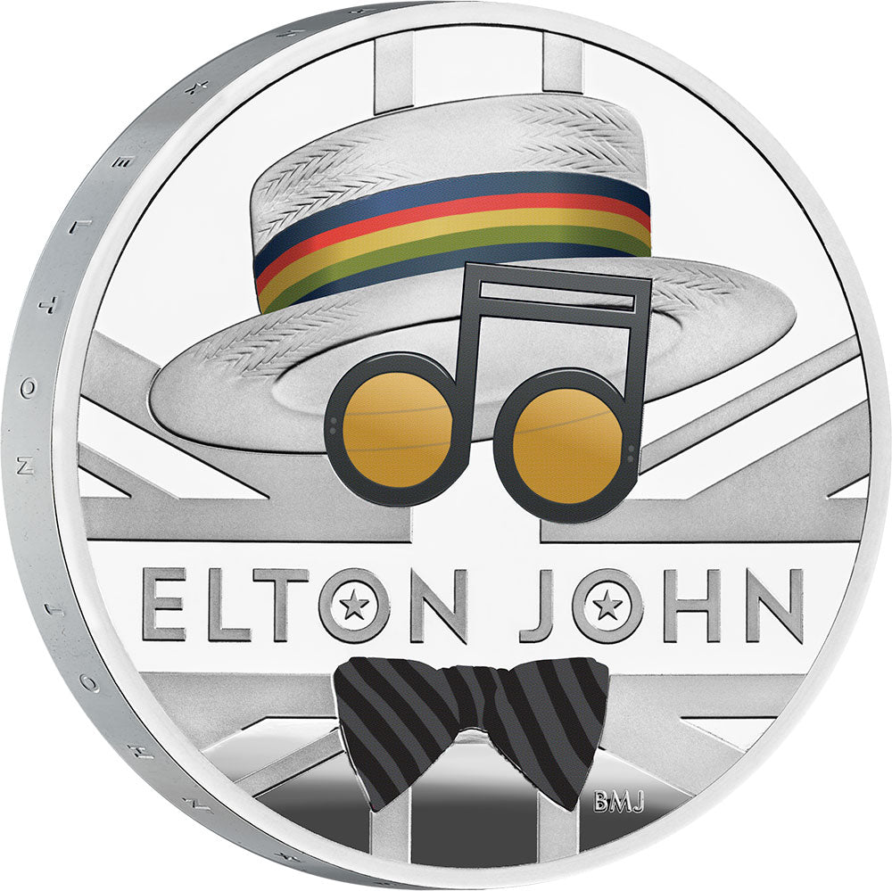 UK 2020 £2 Elton John 1oz Silver Coloured Proof Coin