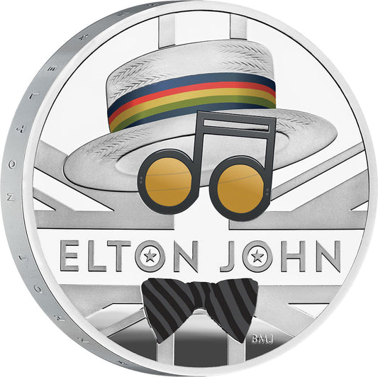 UK 2020 £2 Elton John 1oz Silver Coloured Proof Coin