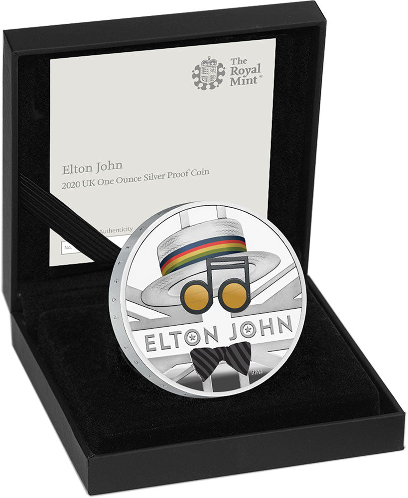 UK 2020 £2 Elton John 1oz Silver Coloured Proof Coin
