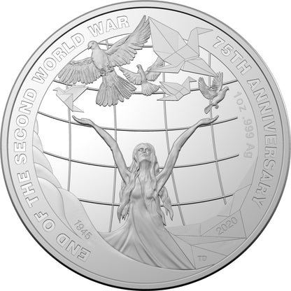 2020 $5 End of The Second World War 75th Anniversary 1oz Silver Proof Coin