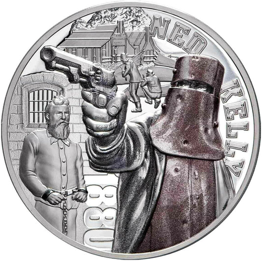 Niue 2020 $5 Ned Kelly Australian Outlaw 2oz Silver Coloured High Relief Proof Coin