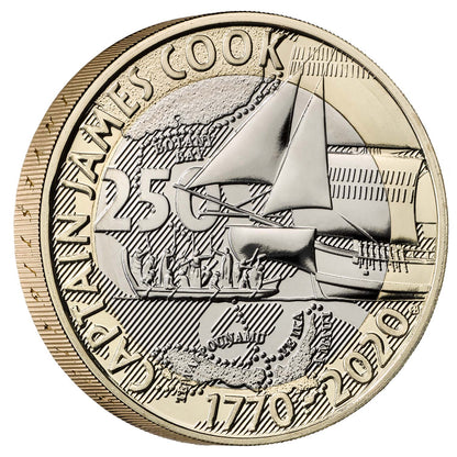 UK 2020 £2 250th Anniversary of Captain James Cook's Voyage of Discovery Uncirculated Coin