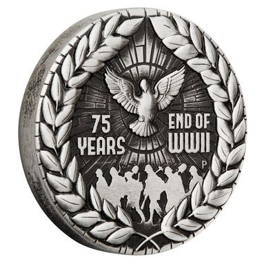 2020 $2 Commemorating The 75th Anniversary of The End of World War II 2oz Silver Antiqued Coin