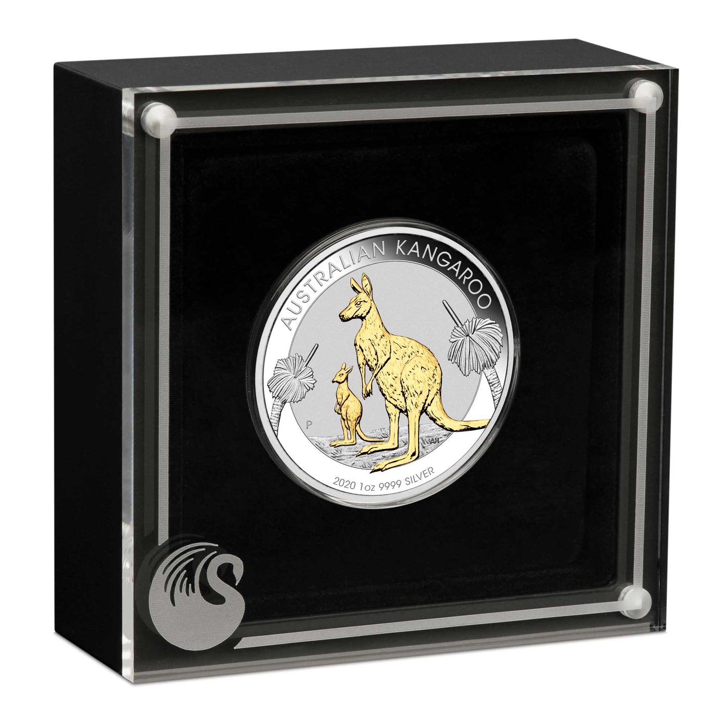 2020 $1 Australian Kangaroo 1oz Silver Gilded Coin