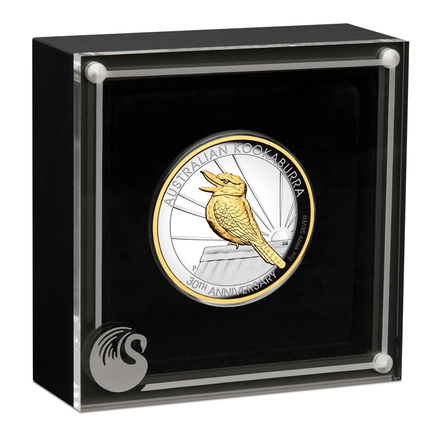 2020 $2 Australian Kookaburra 30 Year Anniversary Selectively Gold Plated 2oz Silver High Relief Proof Coin