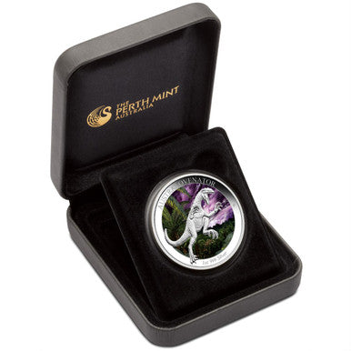 2014 $1 Australian Age of Dinosaurs Australovenator 1oz Silver Coloured Proof Coin