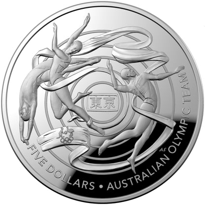 2020 $5 Australian Olympic Team 1oz Silver Proof Domed Coin