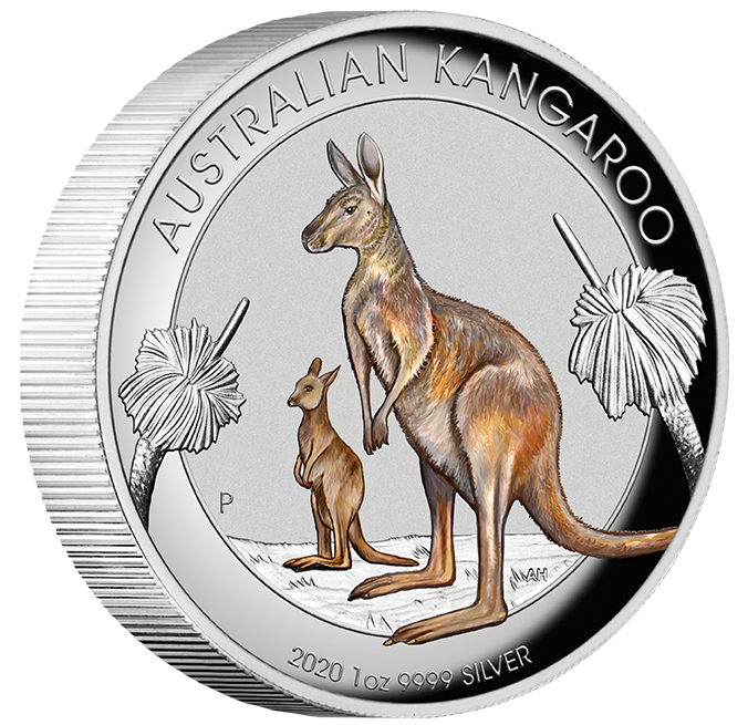 2020 $1 Kangaroo 1oz Silver Coloured High Relief Coin