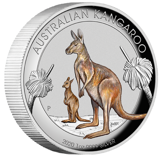2020 $1 Kangaroo 1oz Silver Coloured High Relief Coin