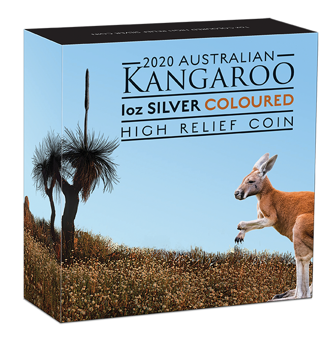 2020 $1 Kangaroo 1oz Silver Coloured High Relief Coin