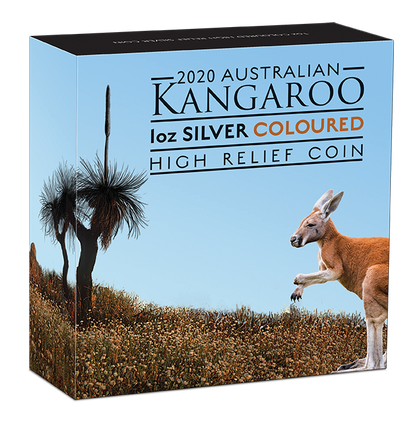 2020 $1 Kangaroo 1oz Silver Coloured High Relief Coin