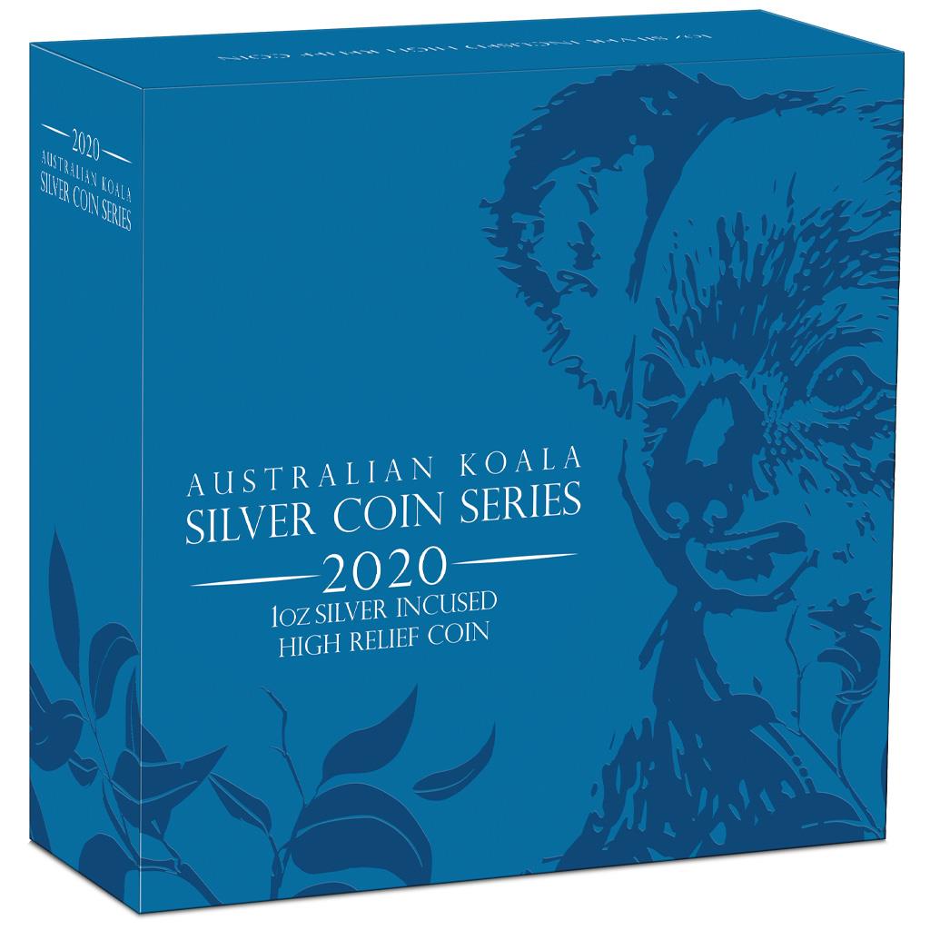 2020 $1 Australian Koala 1oz Silver High Relief Proof Incused Coin