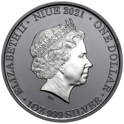 Niue 2021 $1 Australia at Night Wombat 1oz Silver Black Proof Coin