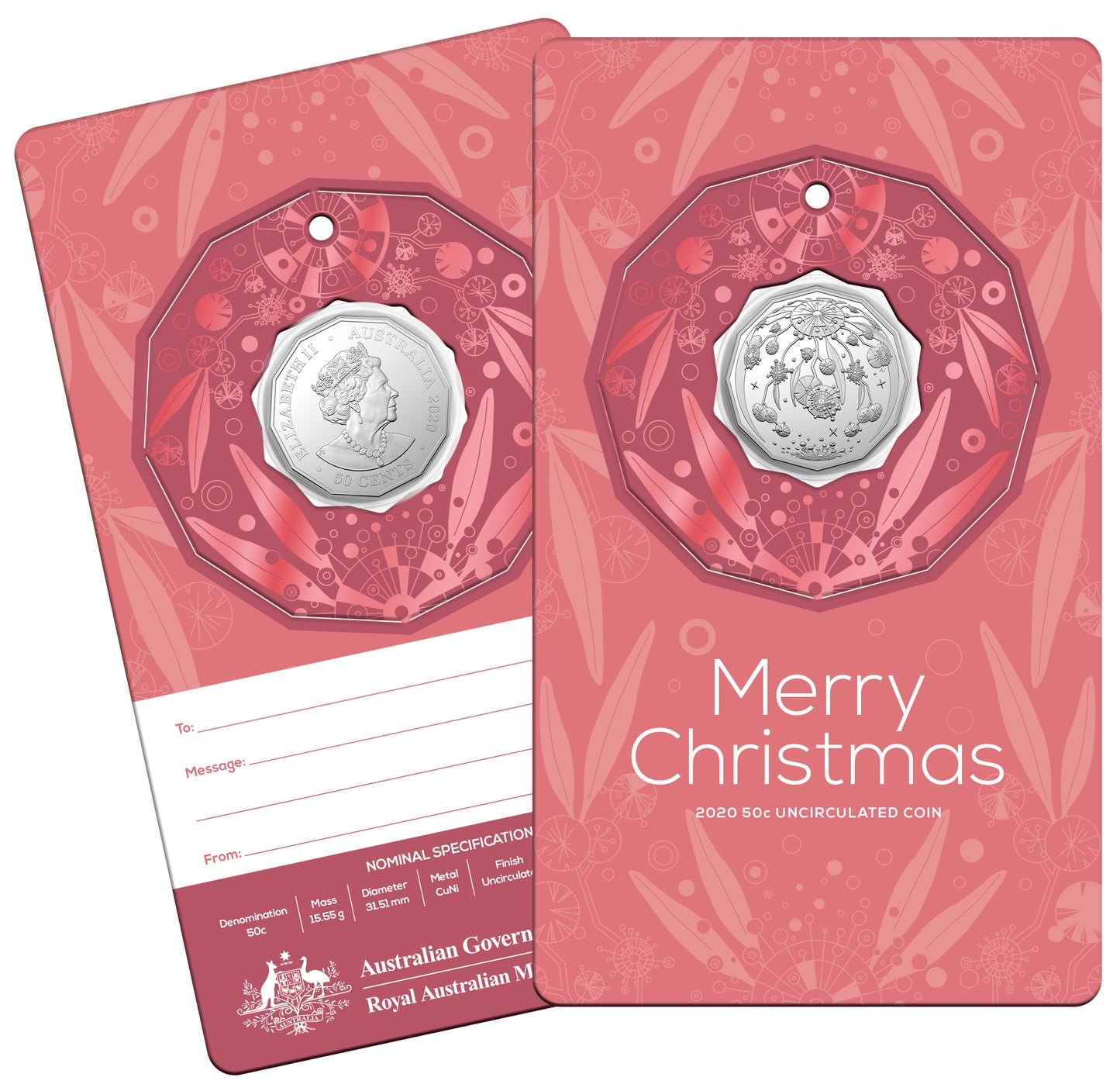 2020 50c Merry Christmas Uncirculated Coin