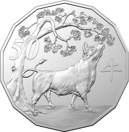 2021 50c Tetra Decagon Year of The Ox Uncirculated Coin