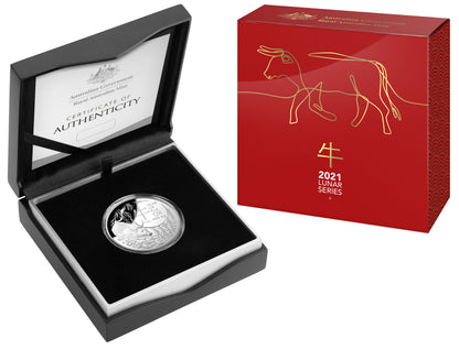 2021 $5 Year of The Ox 1oz Silver Proof Domed Coin
